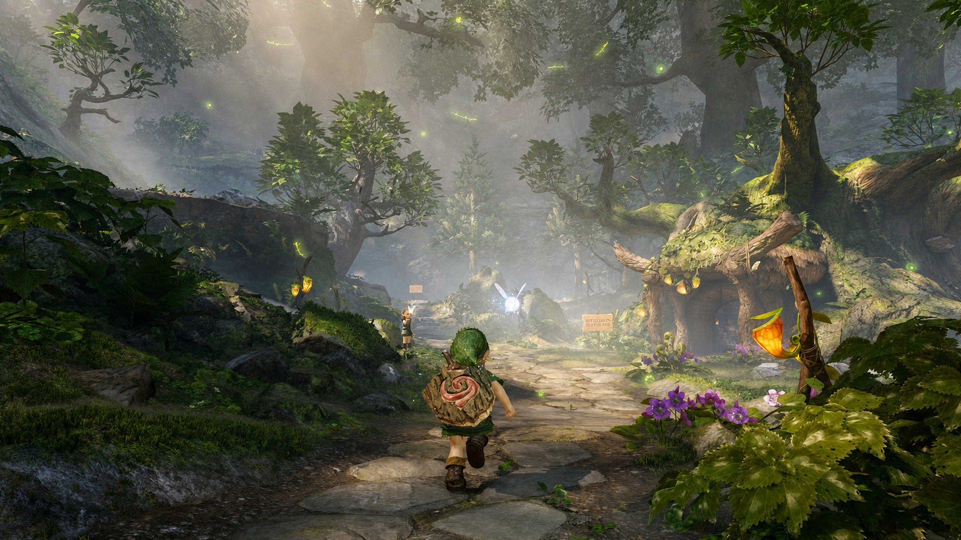 Young Link running through Kokiri Forest in the Ocarina of Time remake
